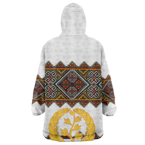 Eritrea Kid Wearable Blanket Hoodie Tilet Mix Eritrean Cross - White