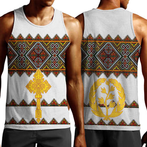 Eritrea Men Tank Top Tilet Mix Eritrean Cross - White