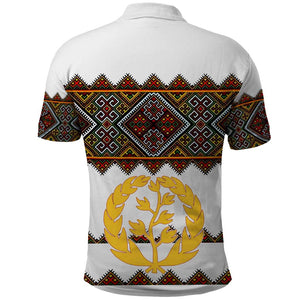 Eritrea Polo Shirt Tilet Mix Eritrean Cross - White