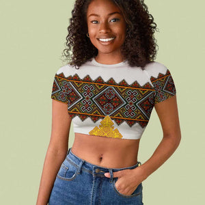 Eritrea Raglan Cropped T shirt Tilet Mix Eritrean Cross - White