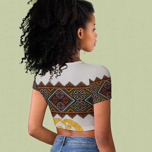 Eritrea Raglan Cropped T shirt Tilet Mix Eritrean Cross - White