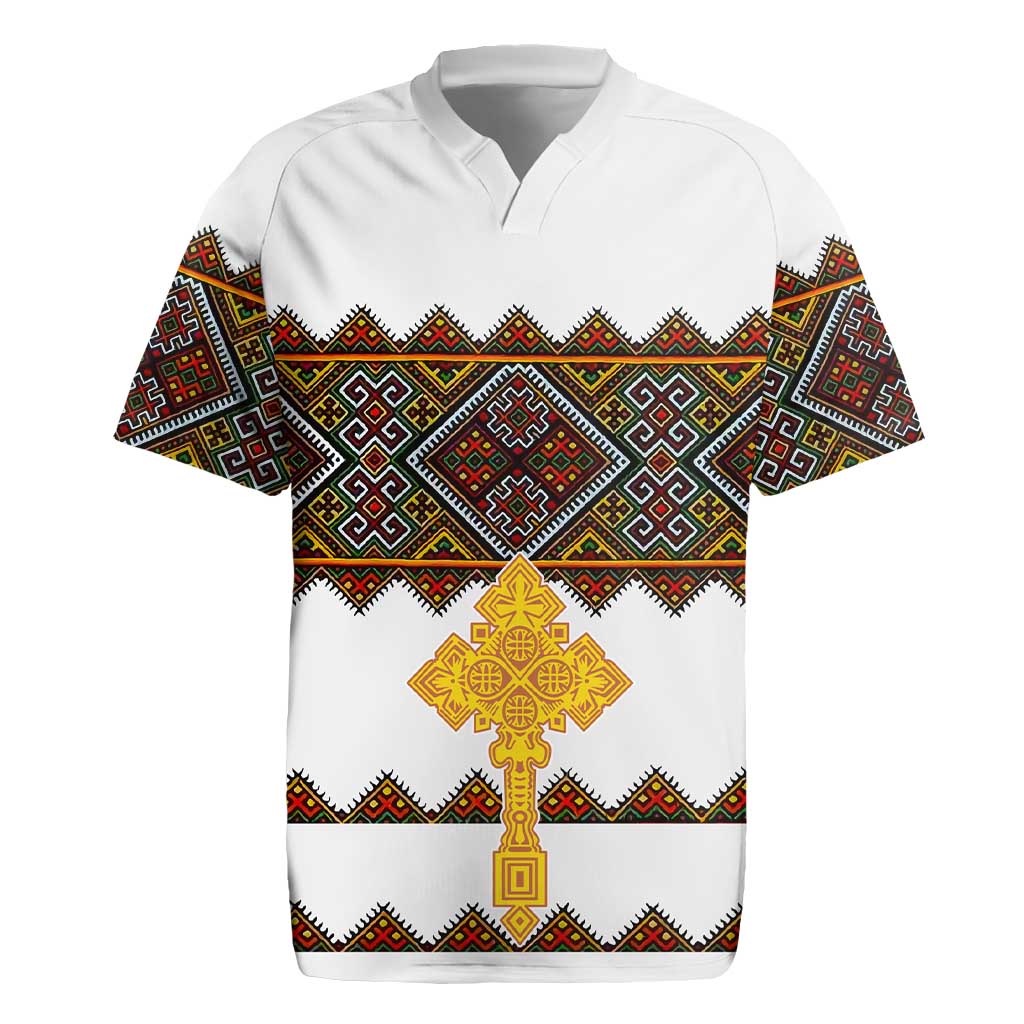 Eritrea Rugby Jersey Tilet Mix Eritrean Cross - White