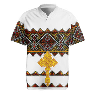 Eritrea Rugby Jersey Tilet Mix Eritrean Cross - White