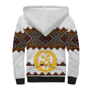 Eritrea Sherpa Hoodie Tilet Mix Eritrean Cross - White