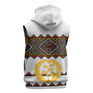 Eritrea Sleeveless Zip Hoodie Tilet Mix Eritrean Cross - White - African Pride