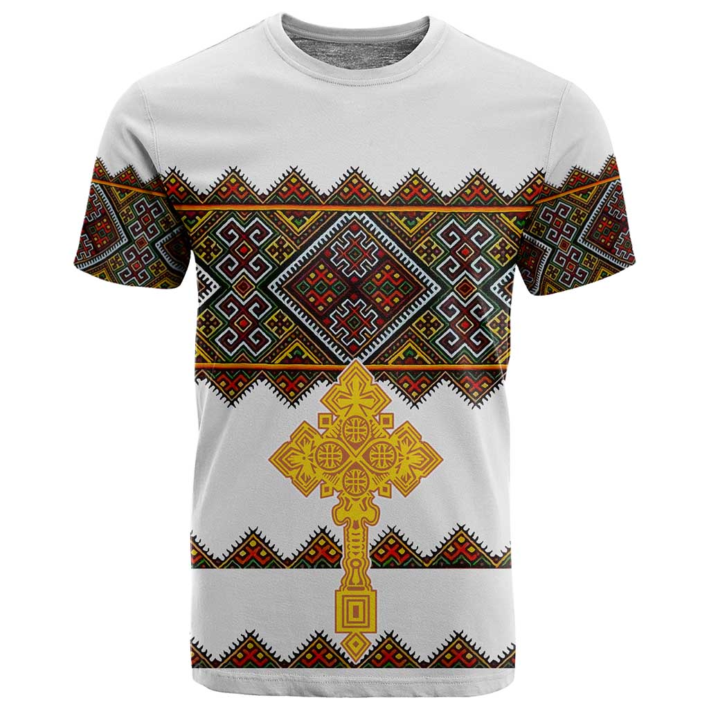 Eritrea T shirt Tilet Mix Eritrean Cross - White