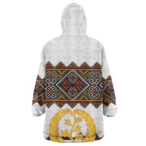 Eritrea Wearable Blanket Hoodie Tilet Mix Eritrean Cross - White