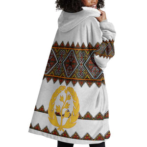 Eritrea Wearable Blanket Hoodie Tilet Mix Eritrean Cross - White