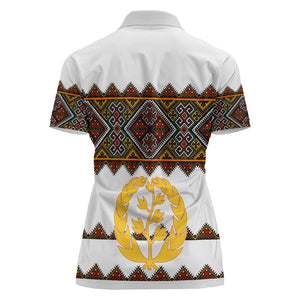 Eritrea Women Polo Shirt Tilet Mix Eritrean Cross - White