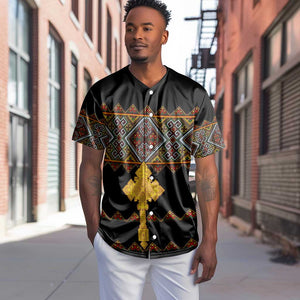 Eritrea Baseball Jersey Tilet Mix Eritrean Cross - Black