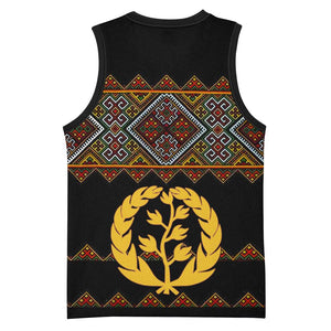 Eritrea Basketball Jersey Tilet Mix Eritrean Cross - Black LT7
