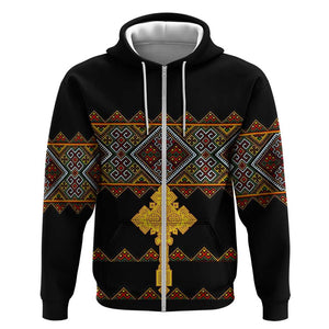 Eritrea Hoodie Tilet Mix Eritrean Cross - Black