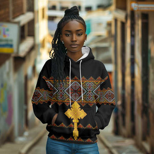 Eritrea Hoodie Tilet Mix Eritrean Cross - Black