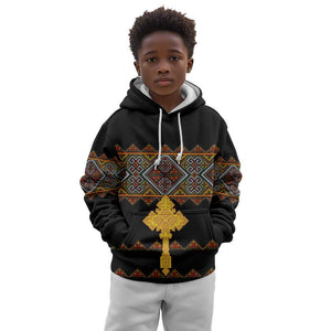 Eritrea Kid Hoodie Tilet Mix Eritrean Cross - Black