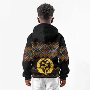 Eritrea Kid Hoodie Tilet Mix Eritrean Cross - Black