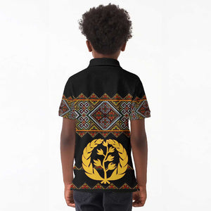 Eritrea Kid Polo Shirt Tilet Mix Eritrean Cross - Black