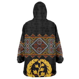 Eritrea Kid Wearable Blanket Hoodie Tilet Mix Eritrean Cross - Black