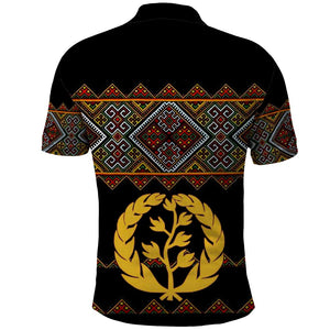 Eritrea Polo Shirt Tilet Mix Eritrean Cross - Black