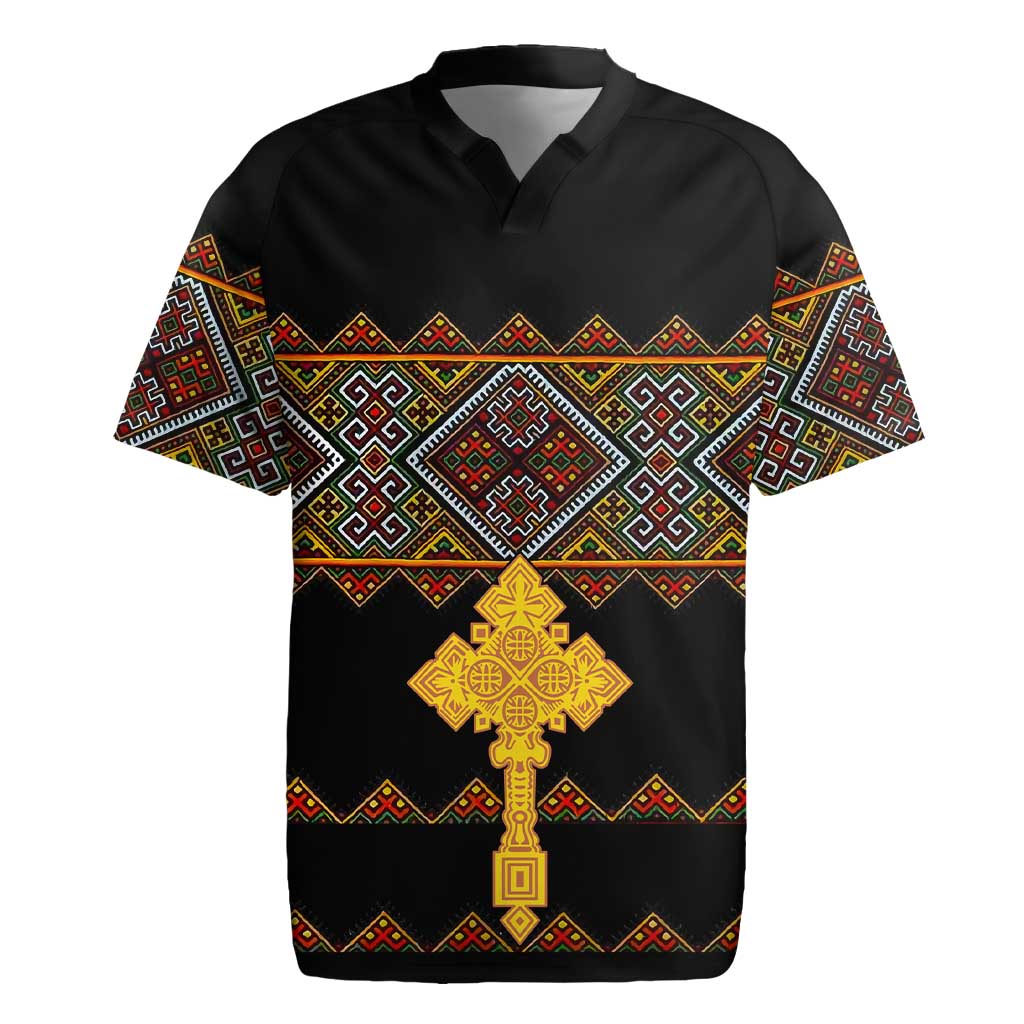 Eritrea Rugby Jersey Tilet Mix Eritrean Cross - Black