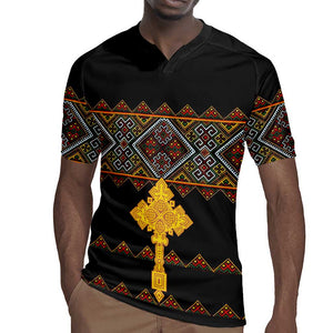 Eritrea Rugby Jersey Tilet Mix Eritrean Cross - Black