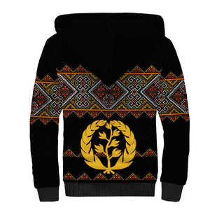 Eritrea Sherpa Hoodie Tilet Mix Eritrean Cross - Black