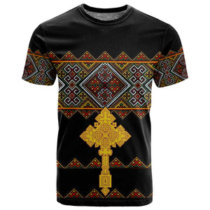 Eritrea T shirt Tilet Mix Eritrean Cross - Black