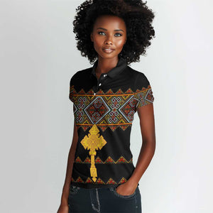 Eritrea Women Polo Shirt Tilet Mix Eritrean Cross - Black