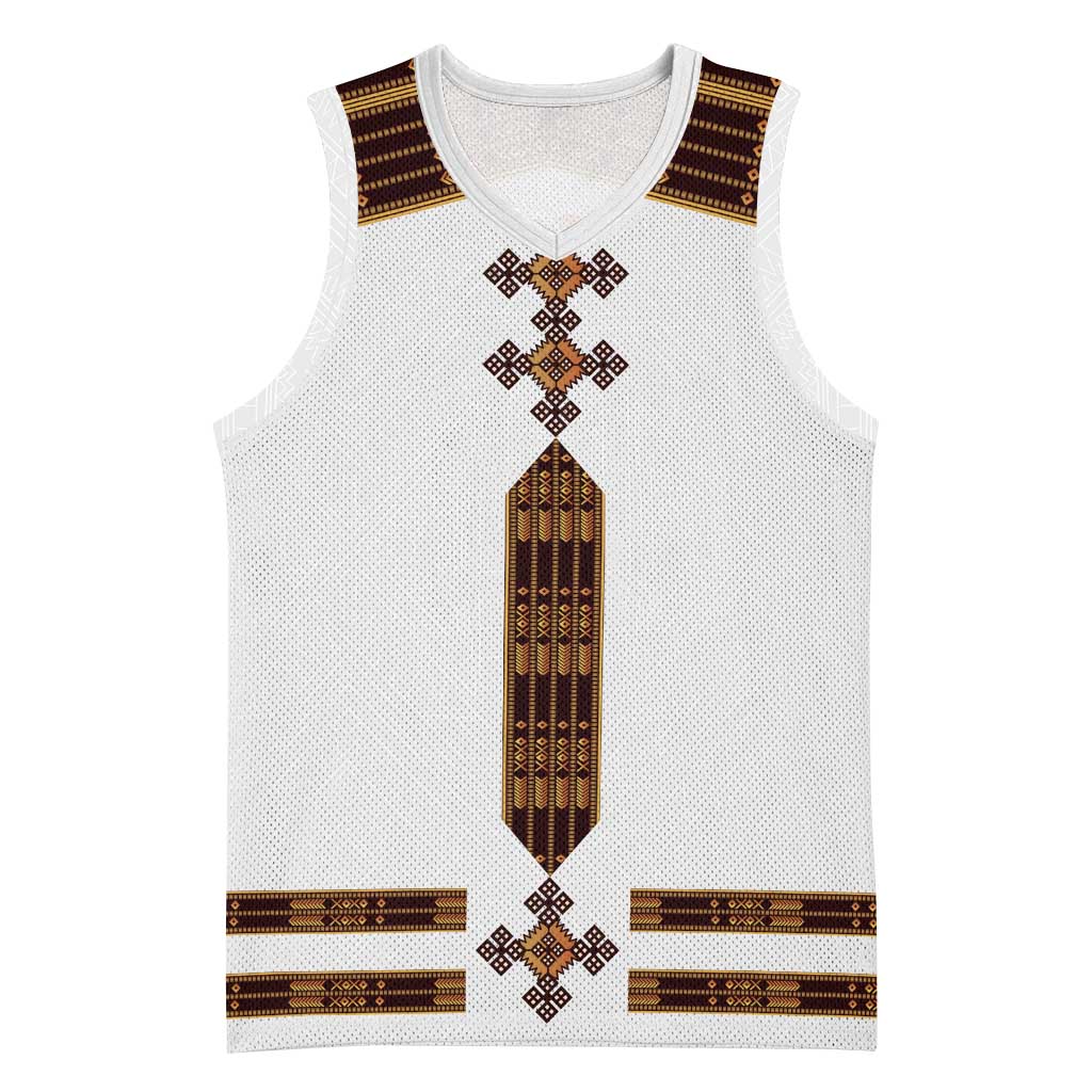 Eritrea Basketball Jersey Tilet Habesha Style - White LT7