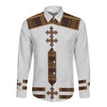 Eritrea Long Sleeve Button Shirt Tilet Habesha Style - White