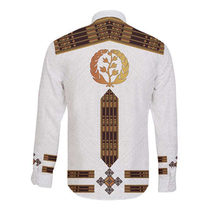 Eritrea Long Sleeve Button Shirt Tilet Habesha Style - White