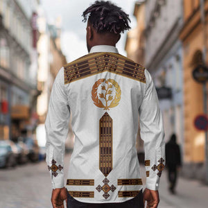 Eritrea Long Sleeve Button Shirt Tilet Habesha Style - White