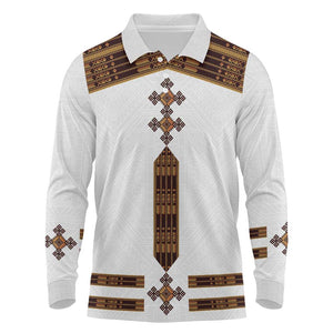 Eritrea Long Sleeve Polo Shirt Tilet Habesha Style - White