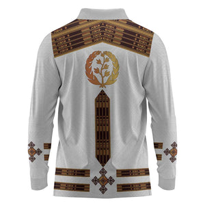 Eritrea Long Sleeve Polo Shirt Tilet Habesha Style - White