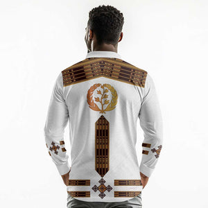 Eritrea Long Sleeve Polo Shirt Tilet Habesha Style - White