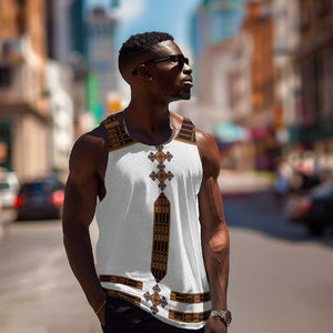 Eritrea Men Tank Top Tilet Habesha Style - White