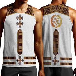 Eritrea Men Tank Top Tilet Habesha Style - White