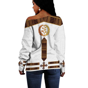 Eritrea Off Shoulder Sweater Tilet Habesha Style - White