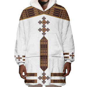 Eritrea Wearable Blanket Hoodie Tilet Habesha Style - White