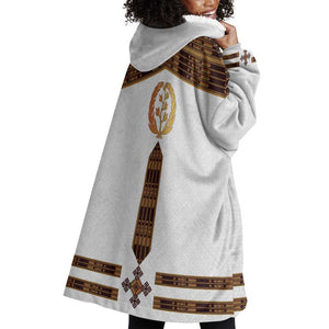 Eritrea Wearable Blanket Hoodie Tilet Habesha Style - White