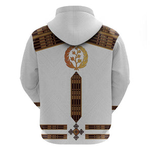 Eritrea Zip Hoodie Tilet Habesha Style - White