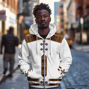 Eritrea Zip Hoodie Tilet Habesha Style - White