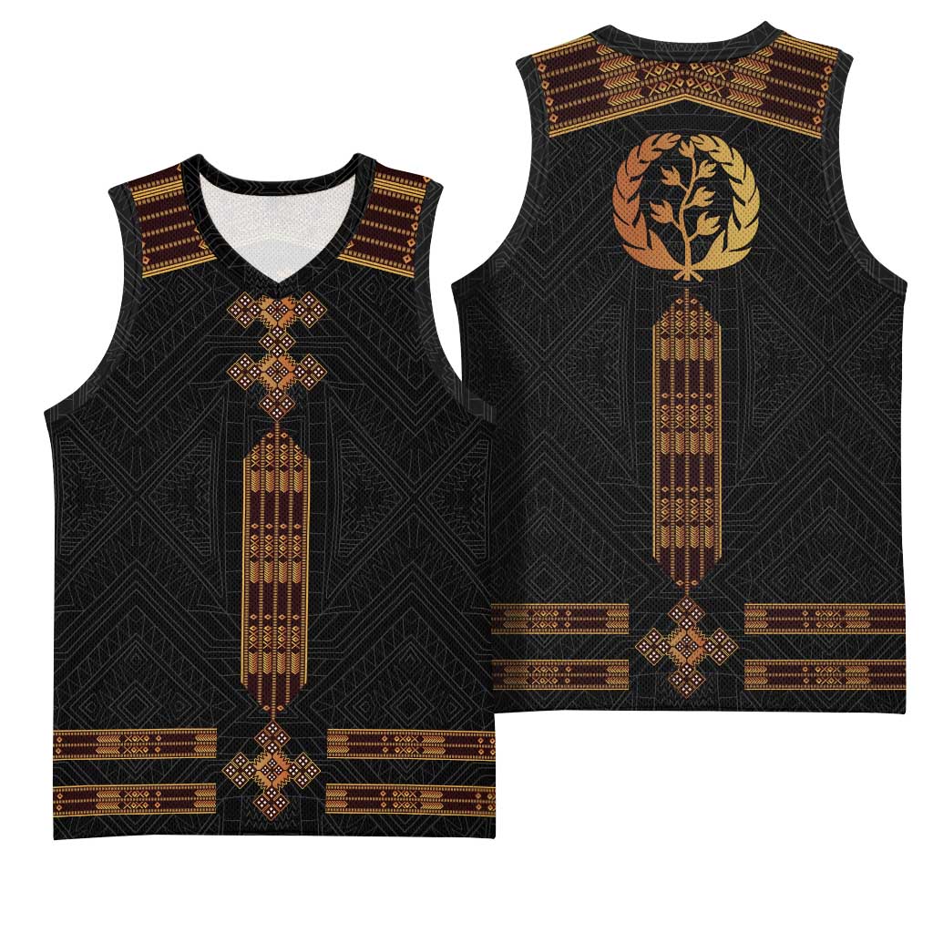 Eritrea Basketball Jersey Tilet Habesha Style - Black LT7