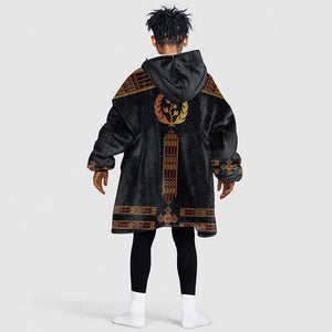 Eritrea Kid Wearable Blanket Hoodie Tilet Habesha Style - Black