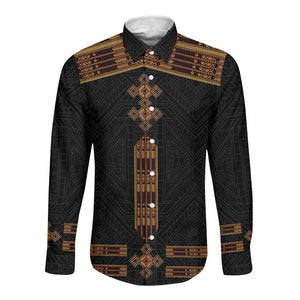 Eritrea Long Sleeve Button Shirt Tilet Habesha Style - Black