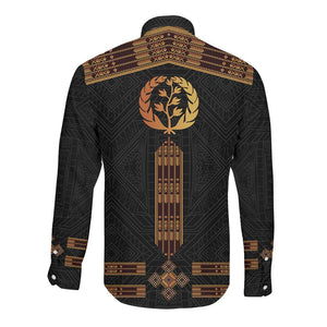 Eritrea Long Sleeve Button Shirt Tilet Habesha Style - Black