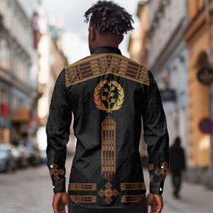 Eritrea Long Sleeve Button Shirt Tilet Habesha Style - Black