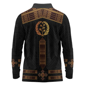 Eritrea Long Sleeve Polo Shirt Tilet Habesha Style - Black