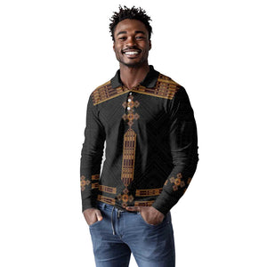 Eritrea Long Sleeve Polo Shirt Tilet Habesha Style - Black