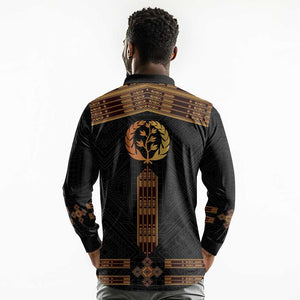 Eritrea Long Sleeve Polo Shirt Tilet Habesha Style - Black