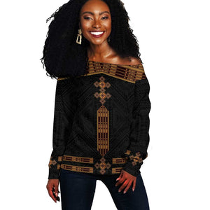 Eritrea Off Shoulder Sweater Tilet Habesha Style - Black